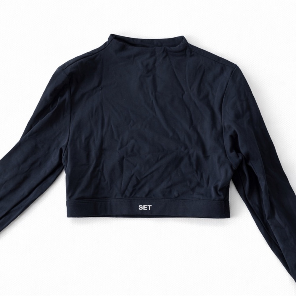 SET Active Midnight Blue Long Sleeve Crop Top